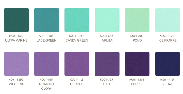 Kona Cotton Solids Fat Quarter Stoffpaket - Aurora